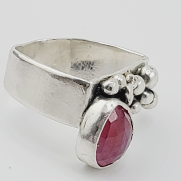 PINK SAPPHIRE HANDMADE RING STERLING SILVER SIZE 7 - Picture 7 of 12